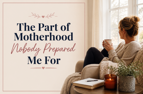 Featured image for the blog post "The Part of Motherhood Nobody Prepared Me For," showing a thoughtful middle-aged woman sitting by a window with a coffee mug, reflecting on the emotional challenges of raising older teens in midlife.