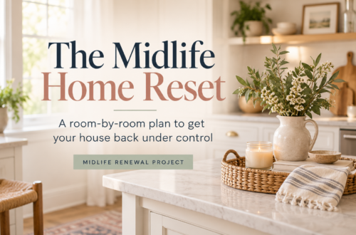 The Midlife Home Reset featured image with a bright, organized kitchen and the text “A room-by-room plan to get your house back under control.”